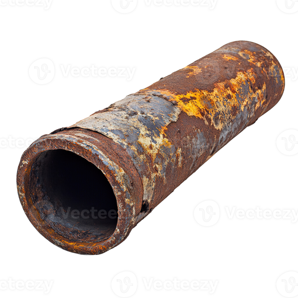 Rusted Metal Pipe Highlighting Extensive Corrosion and Compromised Structure png