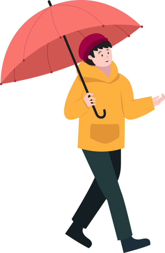 Man walking with umbrella png