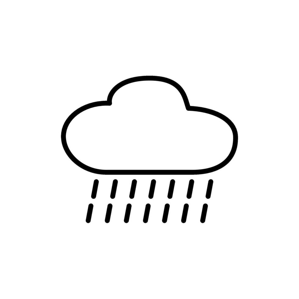 Cloud rain line icon on white background. vector