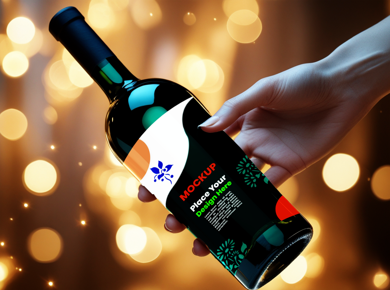 Product Design Bottle Mockup holding by Hand View with Editable Labels for Branding psd