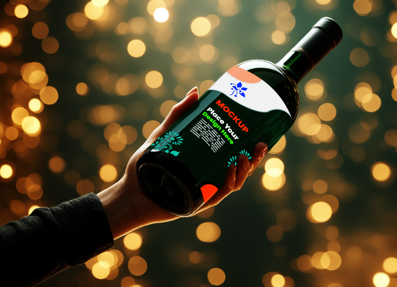 Bottle Mockup for Minimalist Product Design and Bottle holding by Hand View for Packaging Presentation psd