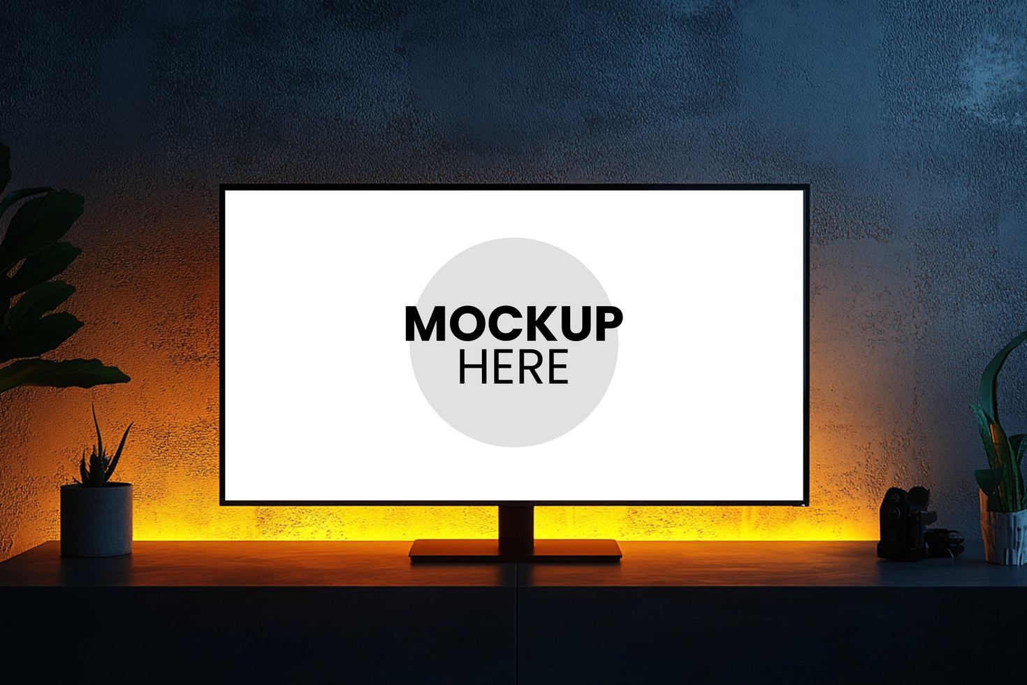 Free Wall-Mounted TV Mockup, Sophisticated Display Screen, Modern Room psd