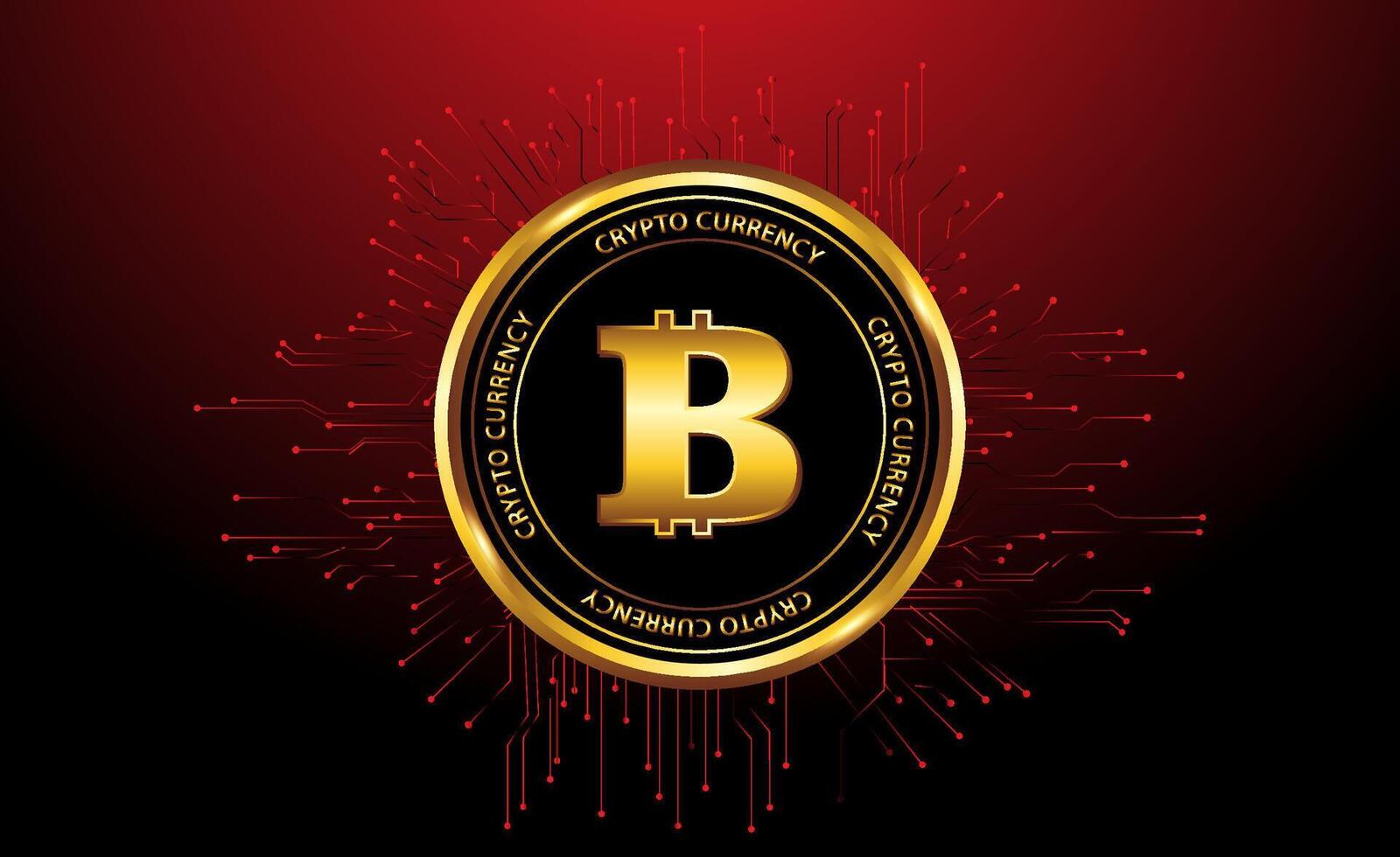 black and gold bitcoin cryptocurrency symbol vector