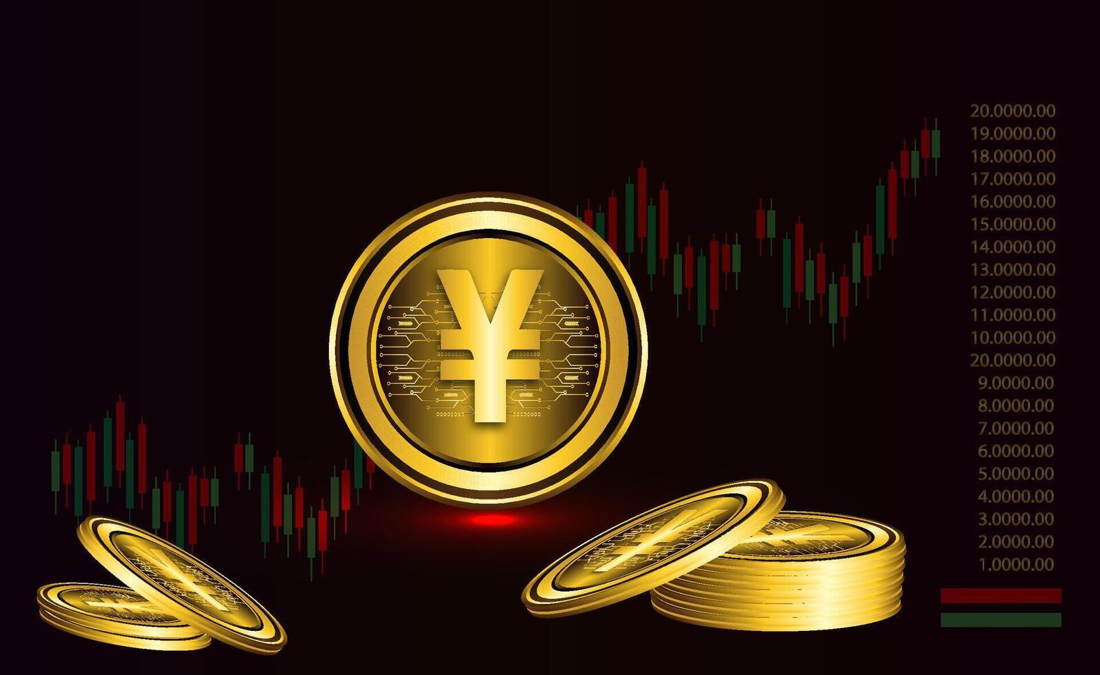 Chinese Yuan digital currency trading illustration vector