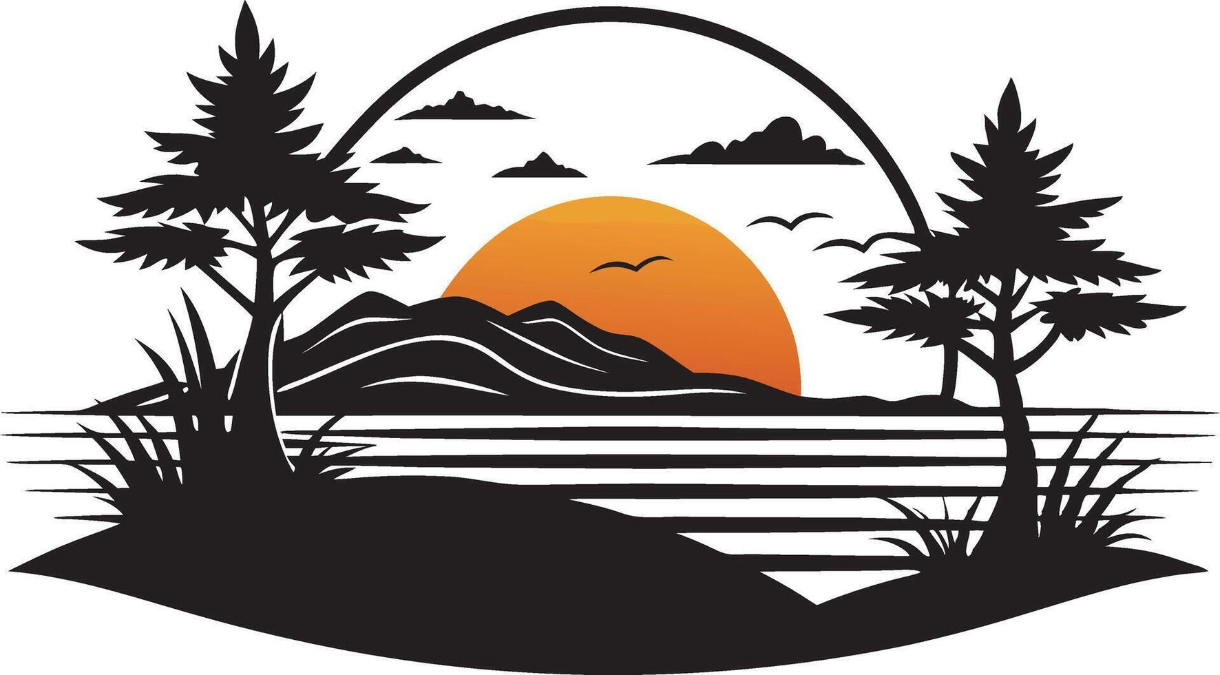 Stunning Oceanfront Sunset with Palms and Sea Breeze vector