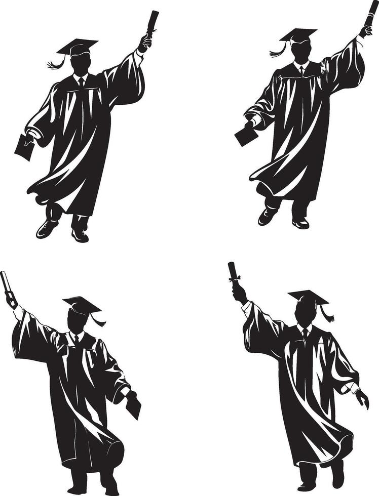 Achieving Dreams Graduation Silhouette vector