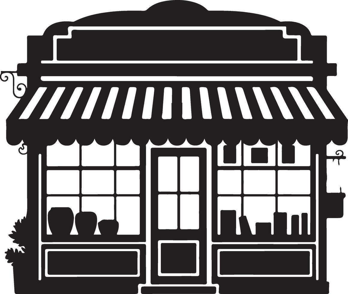 Retro Shopfront Silhouette vector