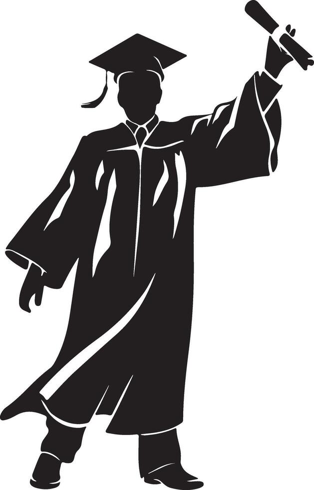 Silhouette of a Happy Graduate vector