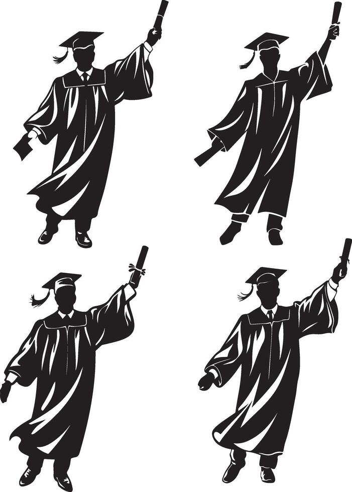 Education Goal Accomplished Graduate Silhouette vector
