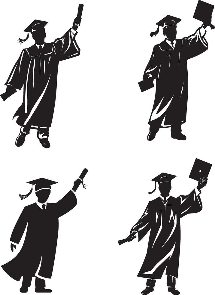 Student Silhouette in Cap and Gown vector
