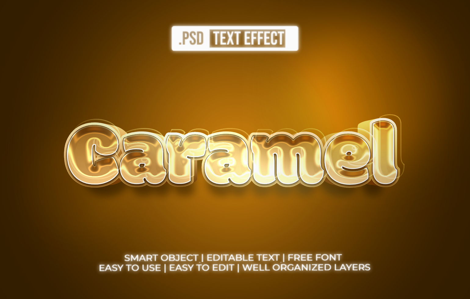 Caramel 3D Text Effect psd