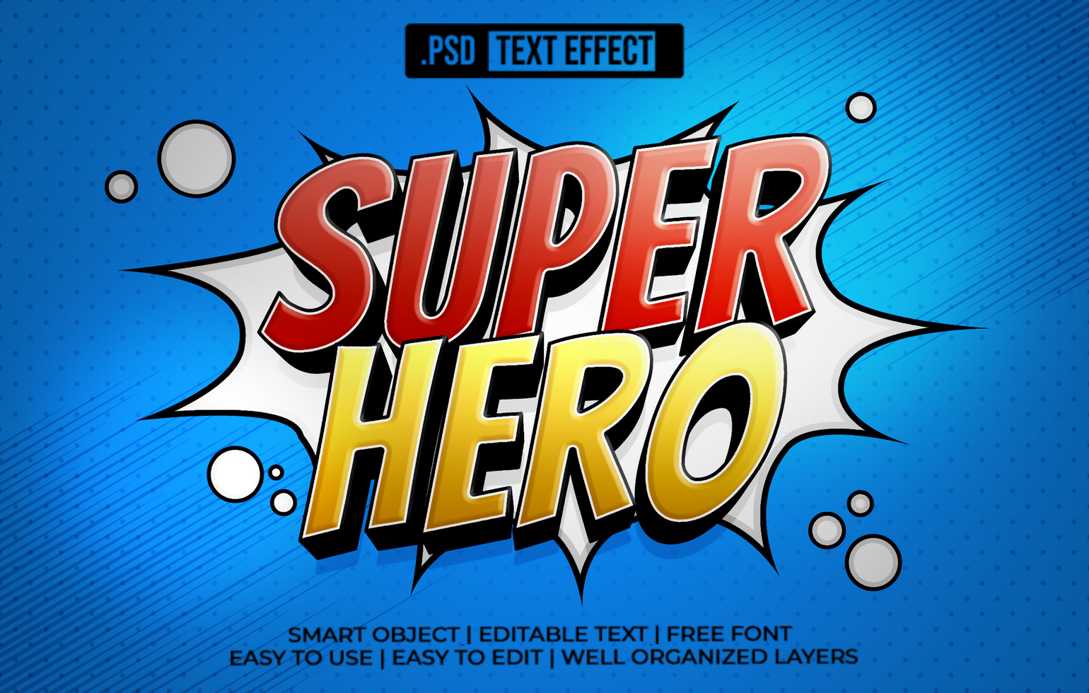 Super Hero Comic 3D Text Effect psd