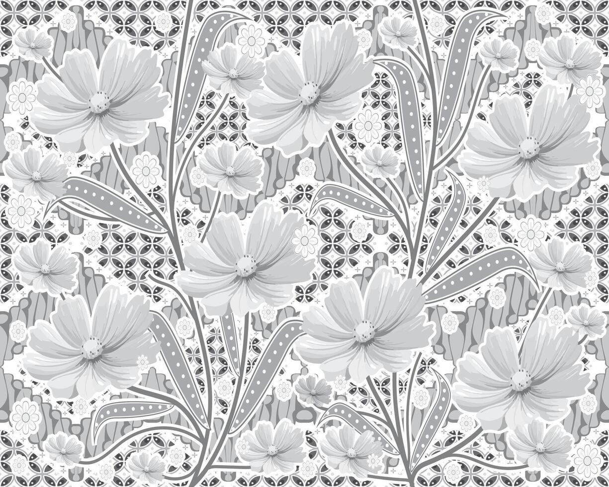 seamless batik pattern with flower vector