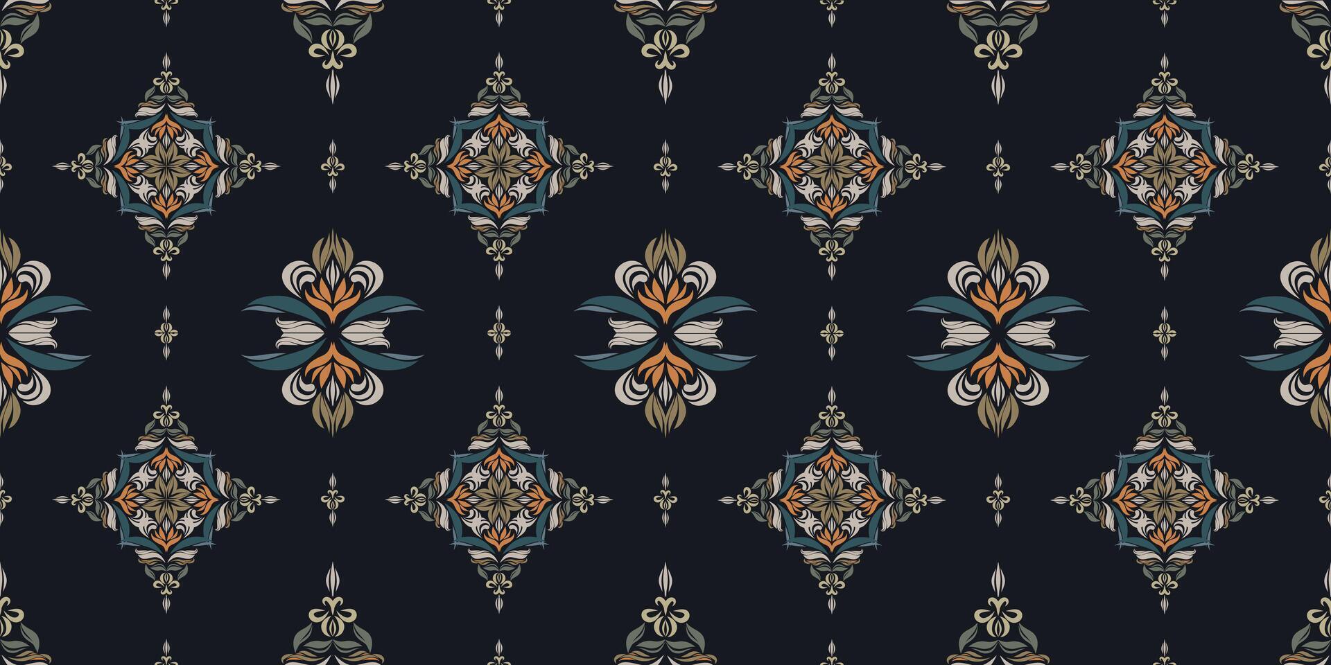 Ikat ethnic tribal seamless pattern, Handmade seamless wallpaper. Ethnic Ikat abstract background art. llustration for greeting cards, printing and other design project. vector