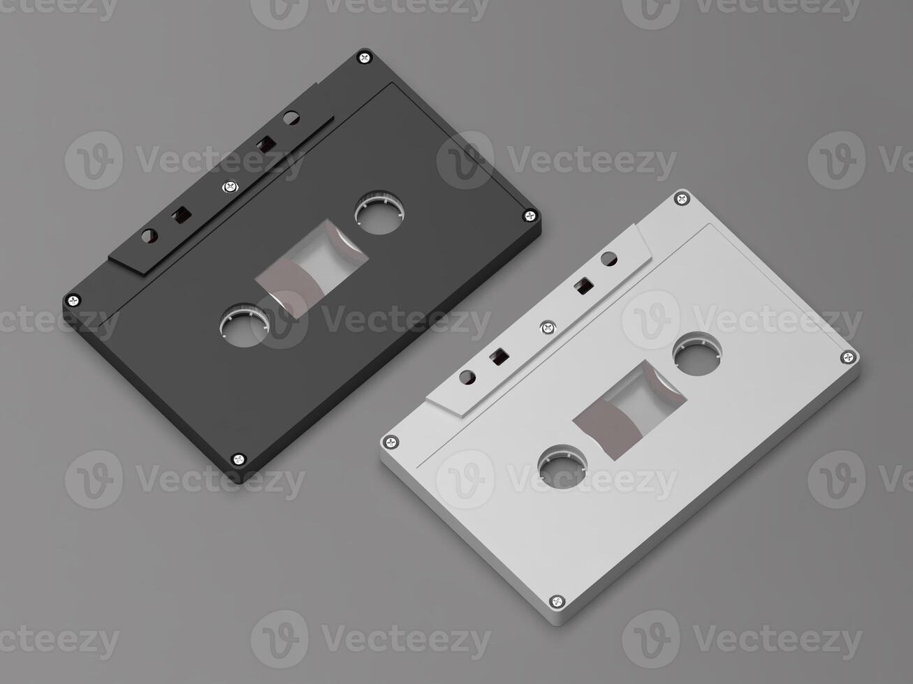 Black and White Cassette Pair Mockup 3D Render photo