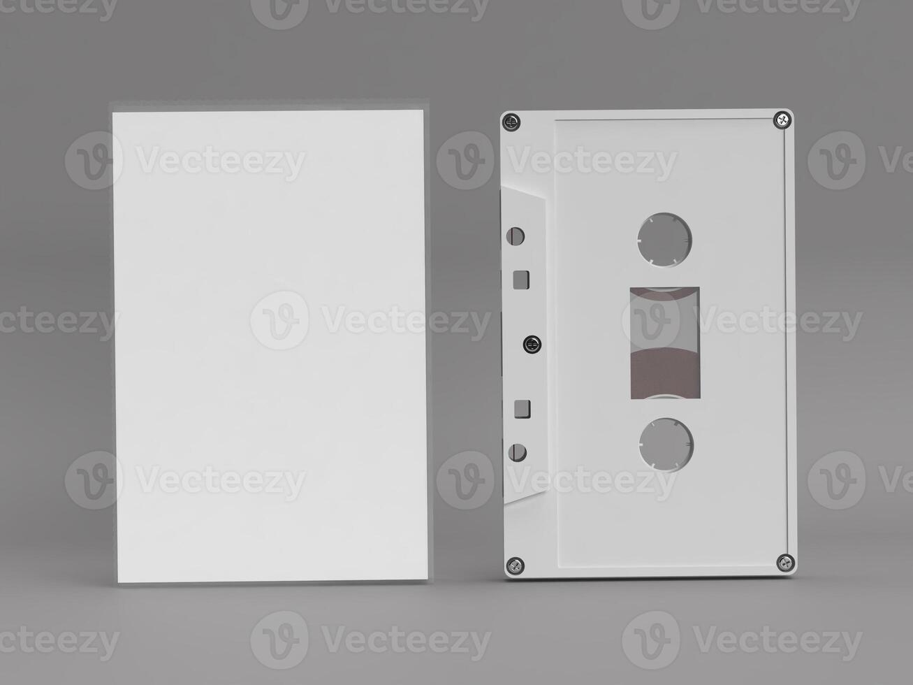 Minimal Front View Cassette and Sleeve Mockup 3D Render photo