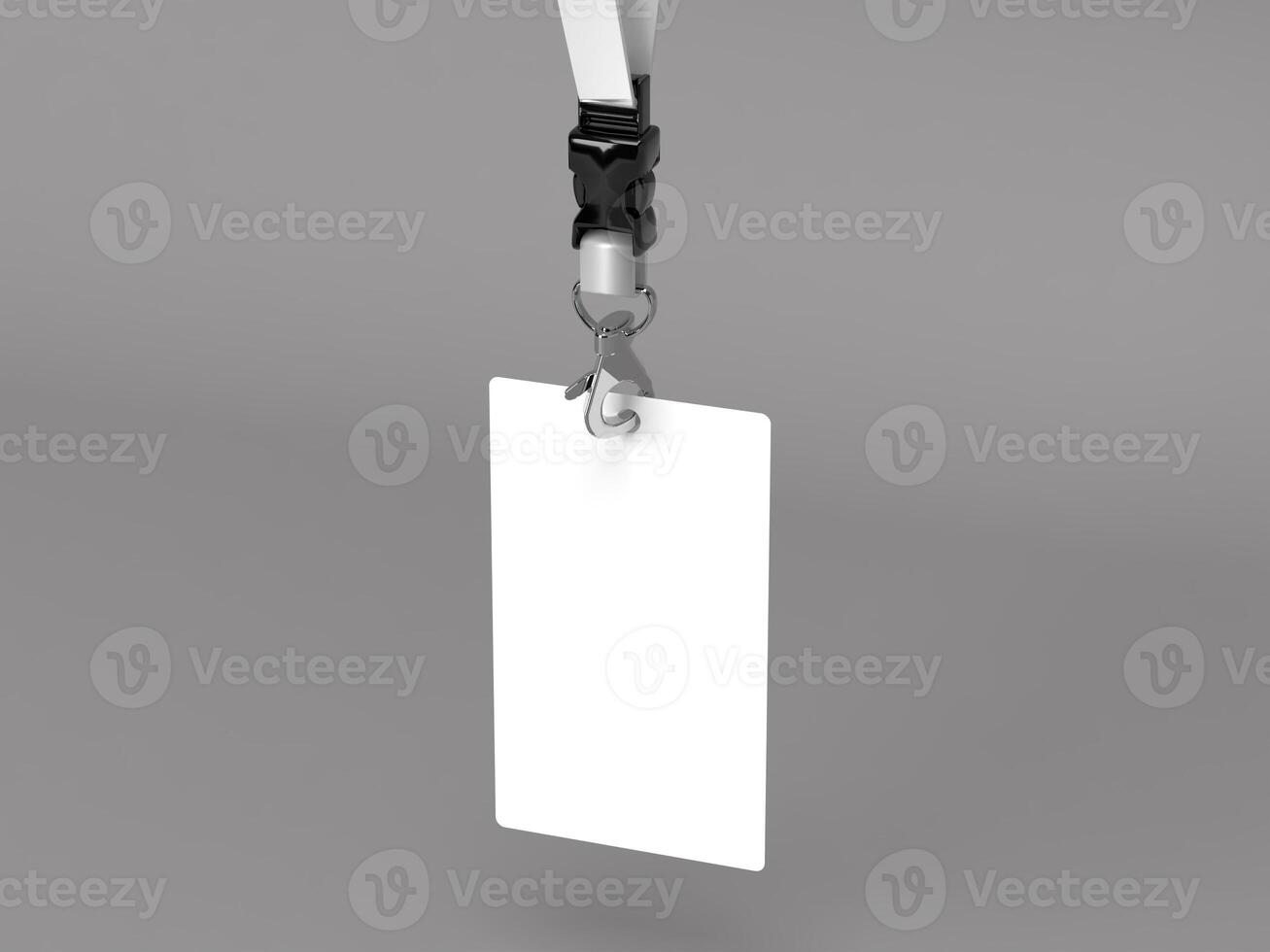 Single White Blank ID Card Suspended Mockup 3D Render photo