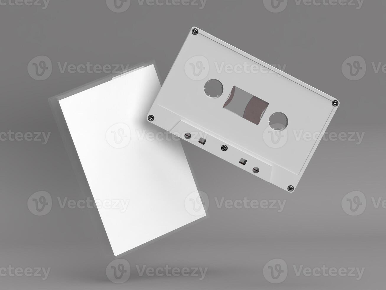 Floating Stacked Cassettes with Sleeve Mockup 3D render photo