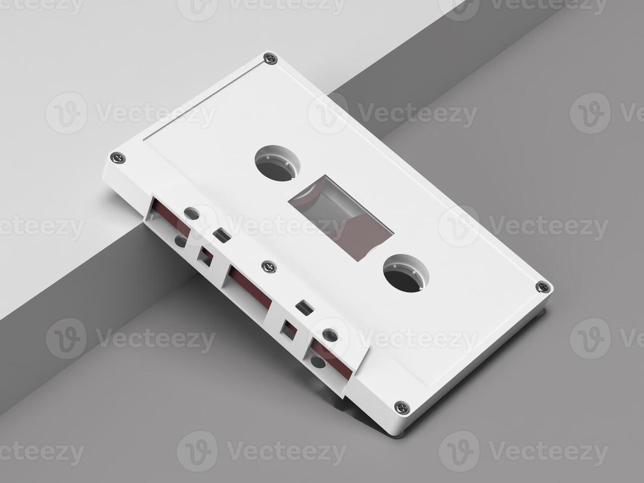 Side Stacked Retro White Cassette Tape Mockup 3D Render photo