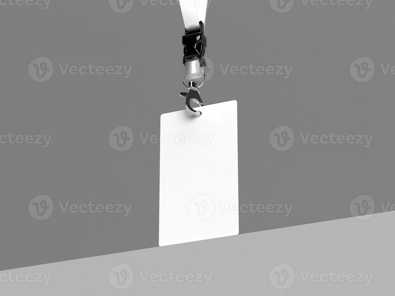 Single White Blank ID Card Close-Up 3D Render photo
