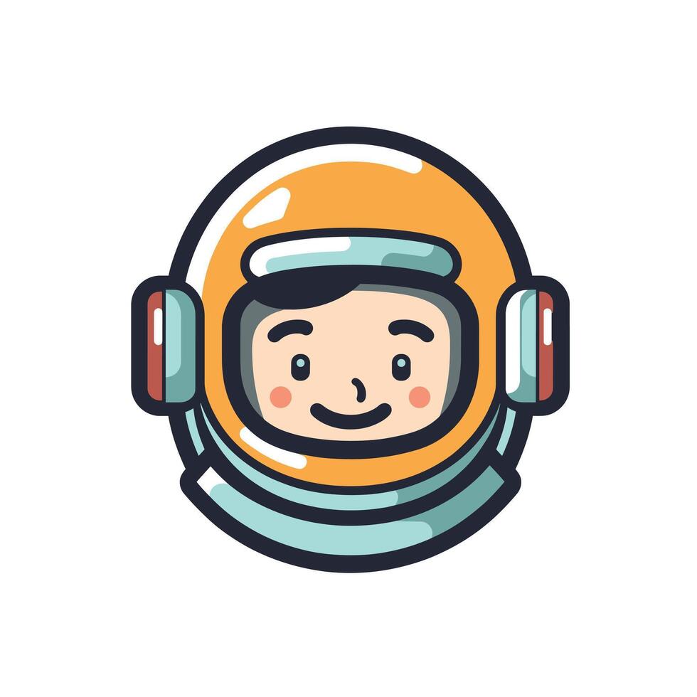 Cheerful cartoon astronaut with orange helmet vector