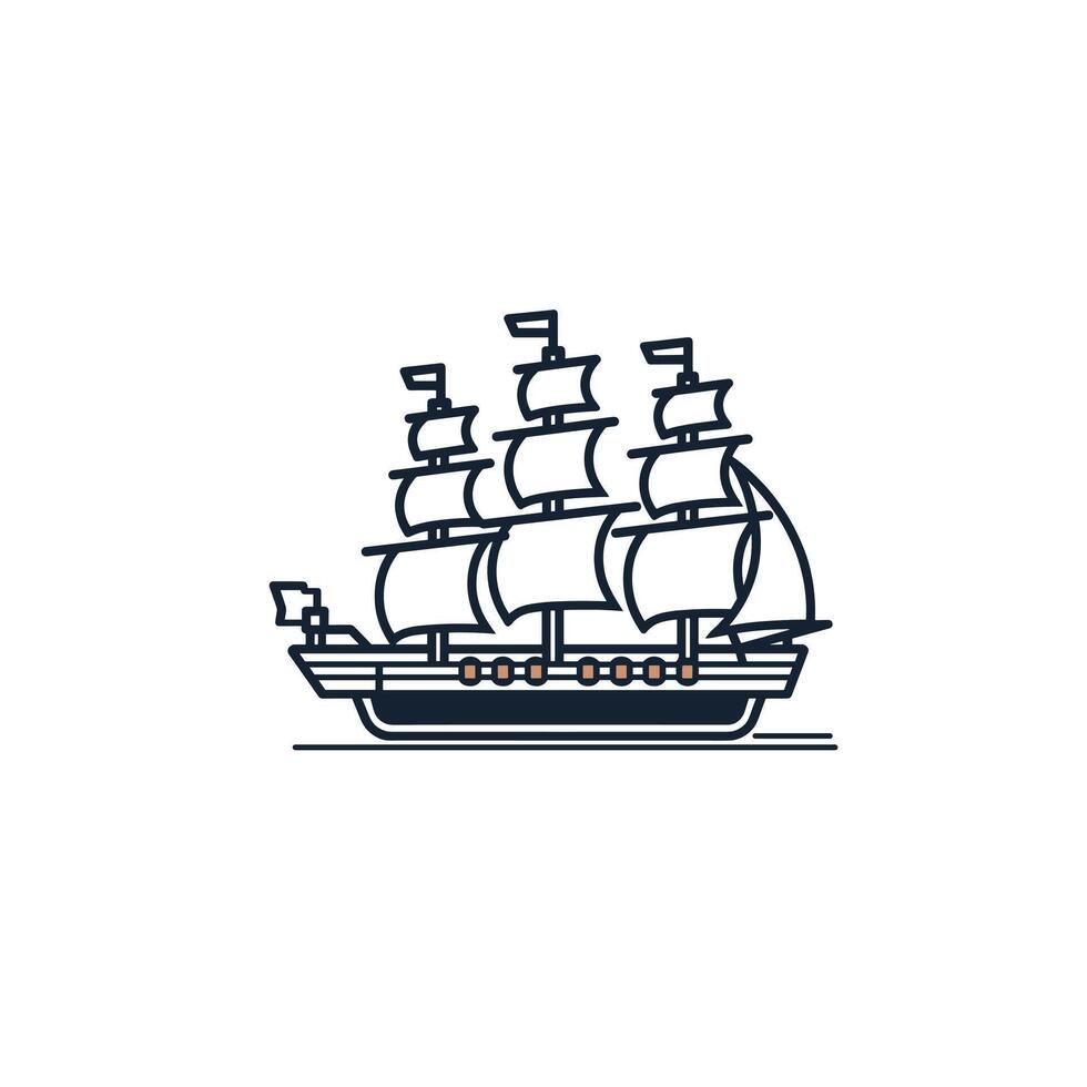 Vintage sailing ship illustration in simple design vector