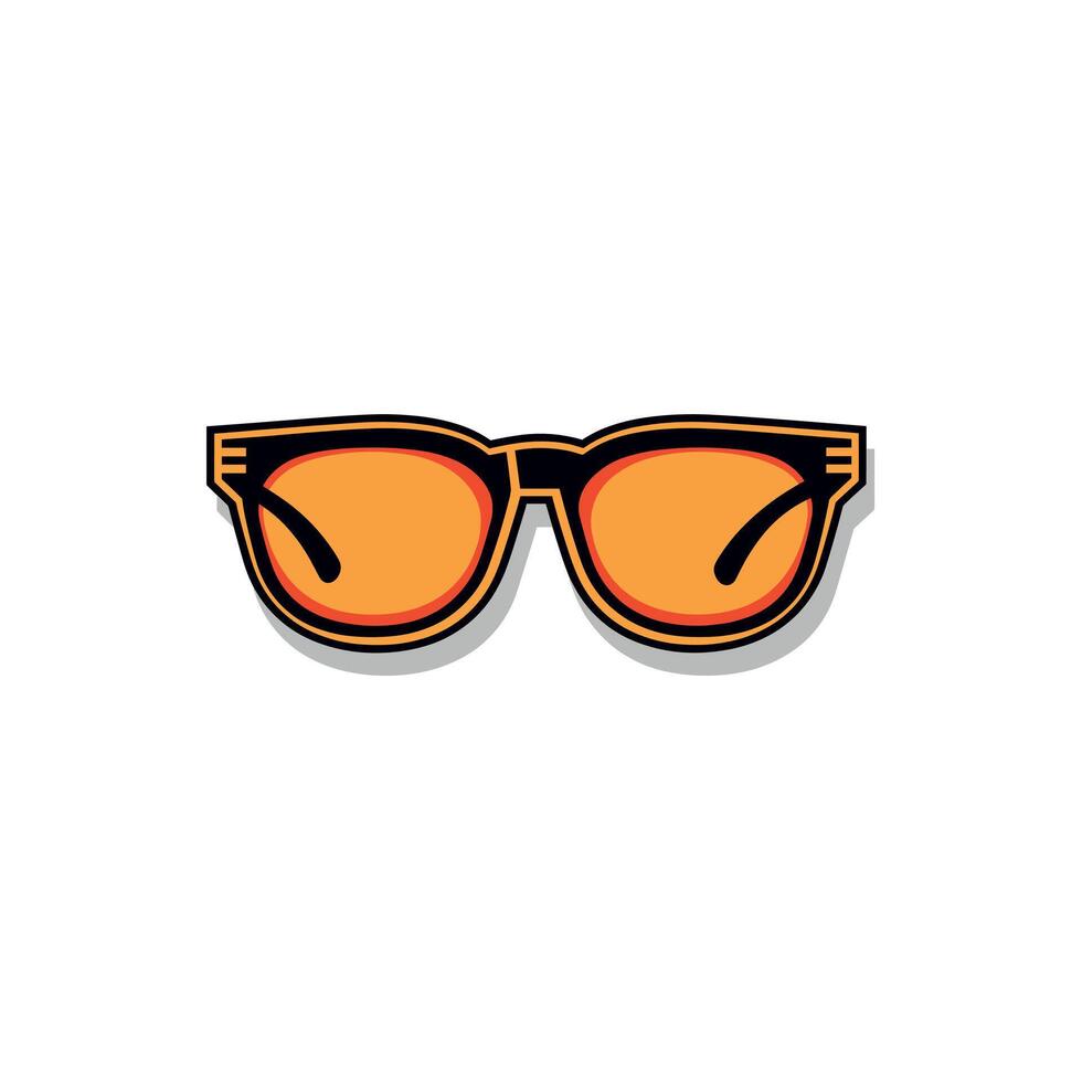 Bright orange sunglasses with bold black frames vector