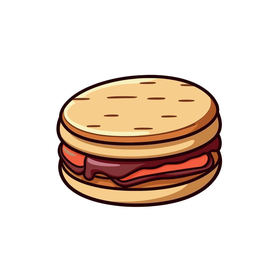 Delicious dessert sandwiched between two cookies vector