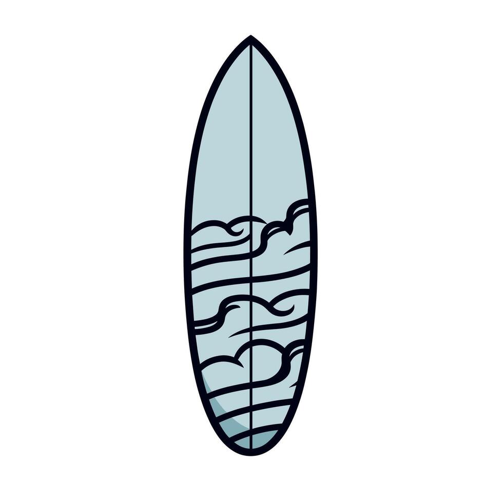 Surfboard design featuring waves in blue tones vector
