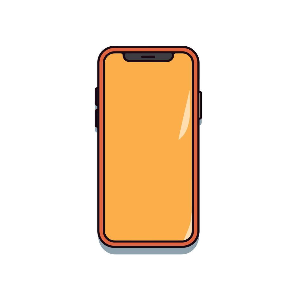 Bright orange smartphone with blank screen vector