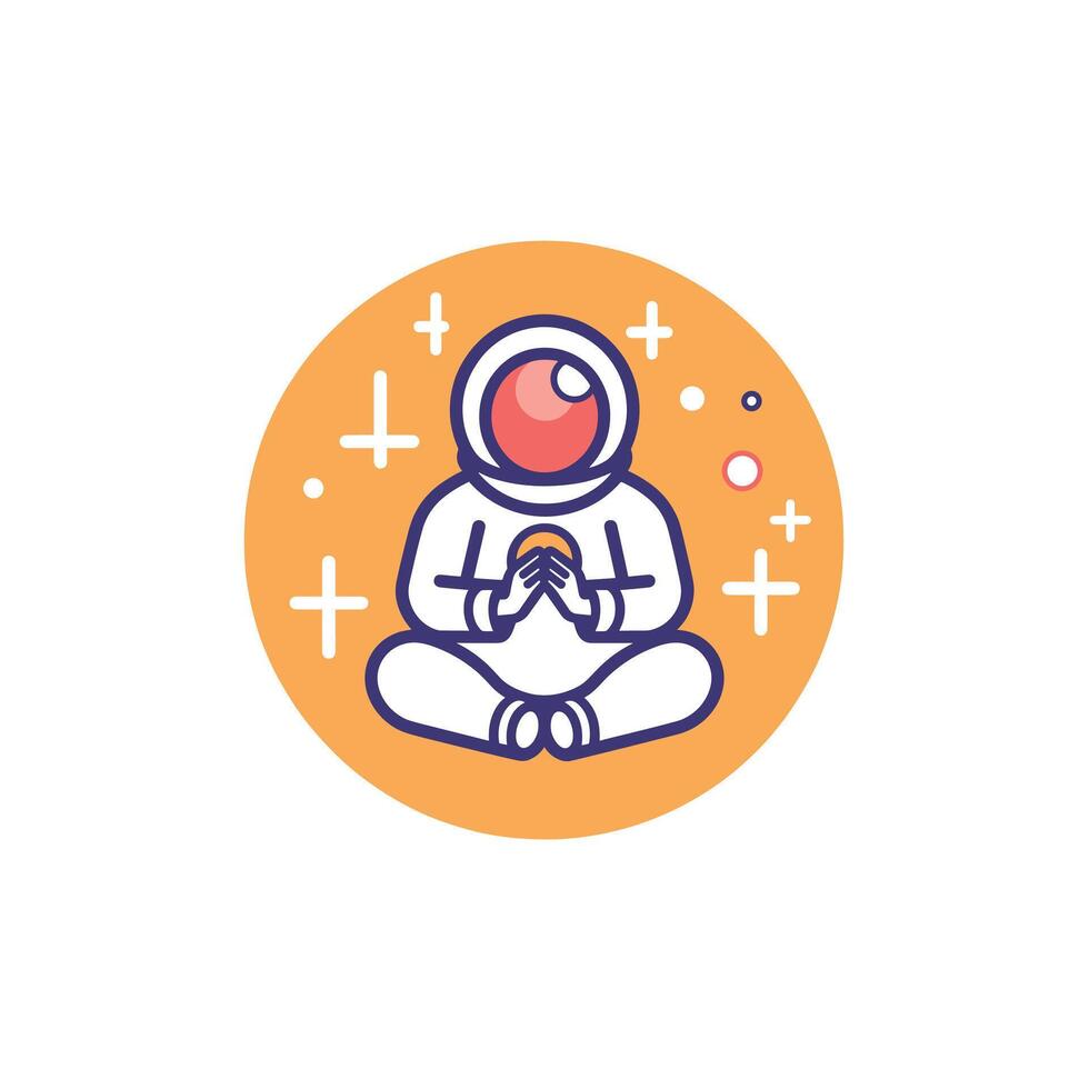 Astronaut meditating in a cosmic setting vector