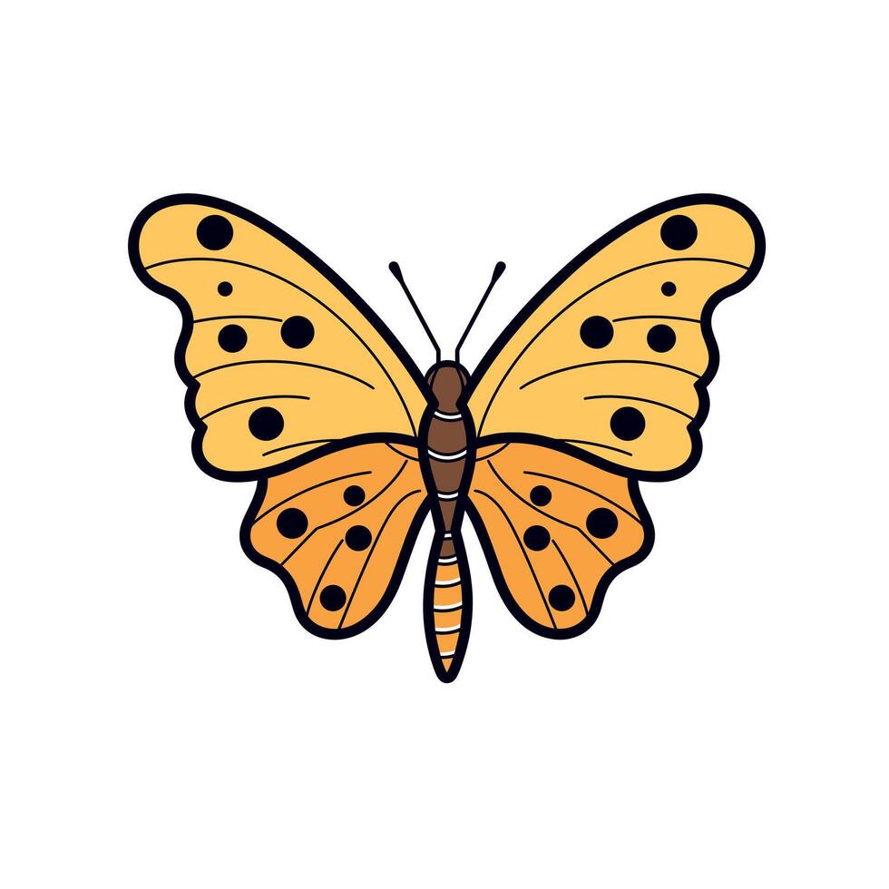 Bright yellow butterfly with black spots perched vector