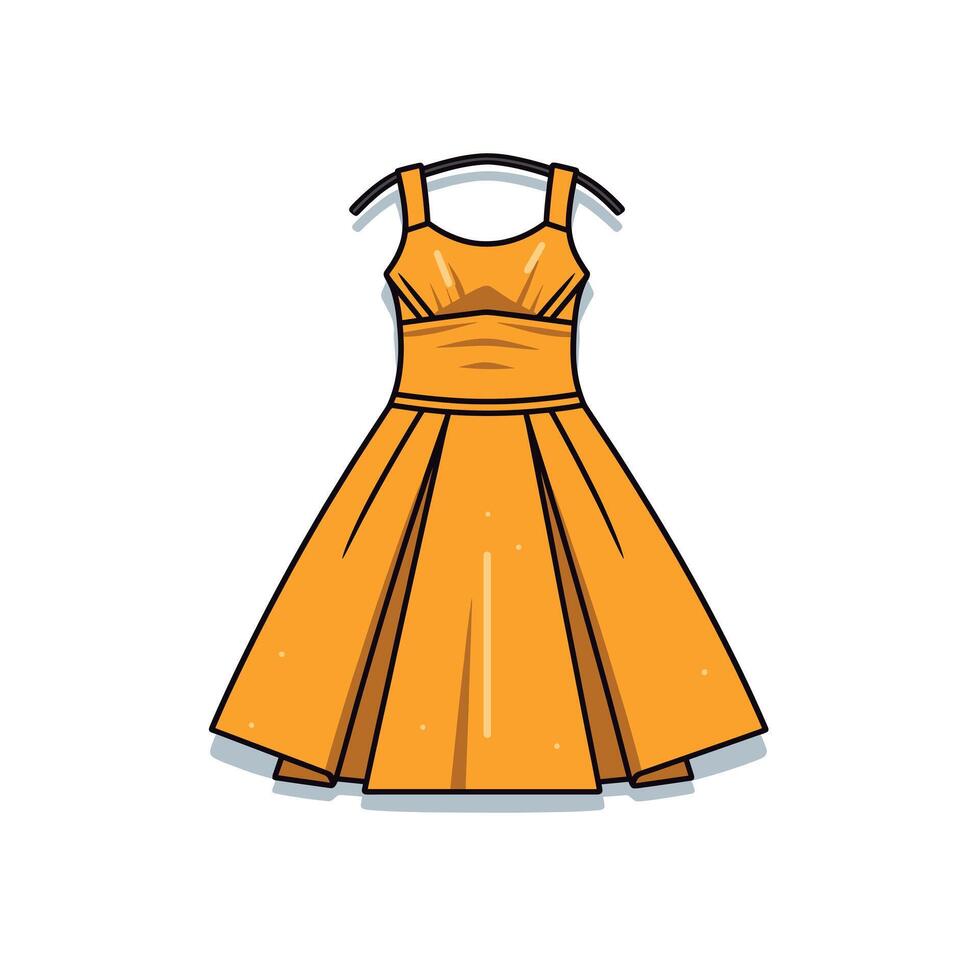 Bright yellow dress hanging for display vector