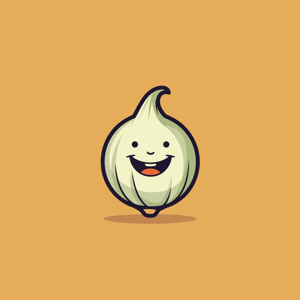 Happy cartoon onion character on a bright background vector