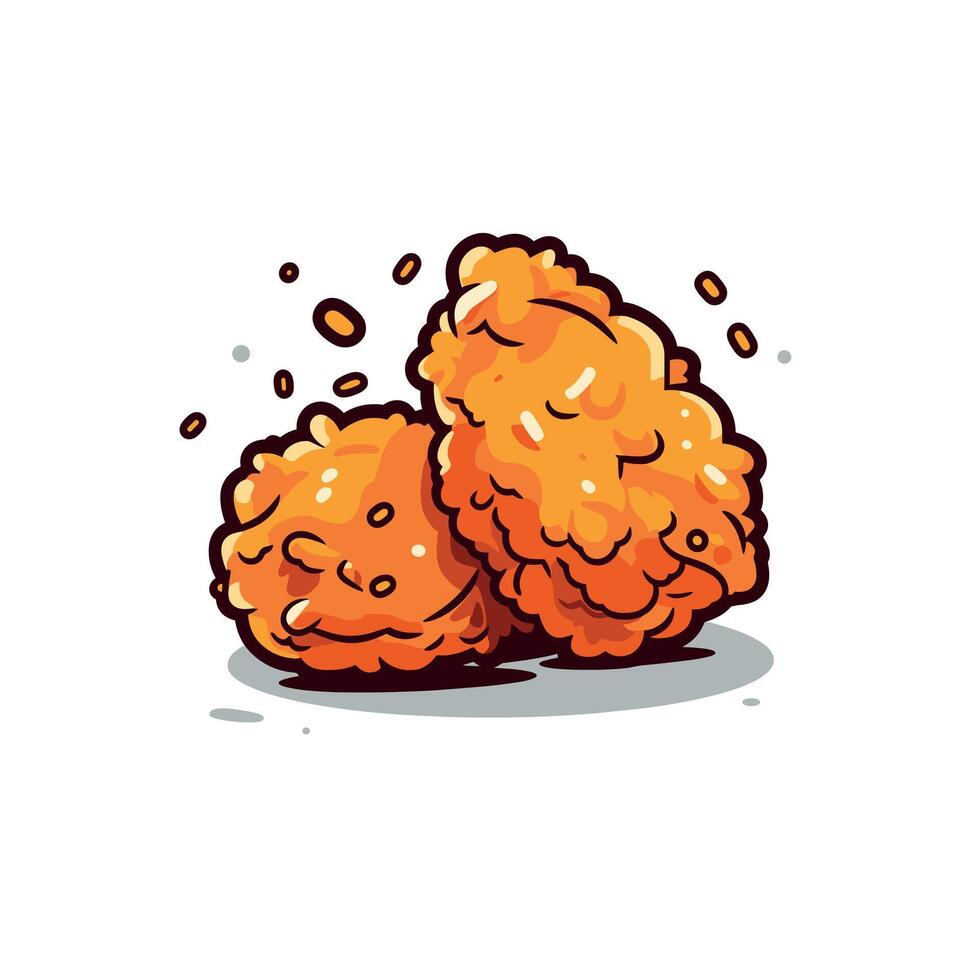 Delicious crunchy fried chicken nuggets on display vector