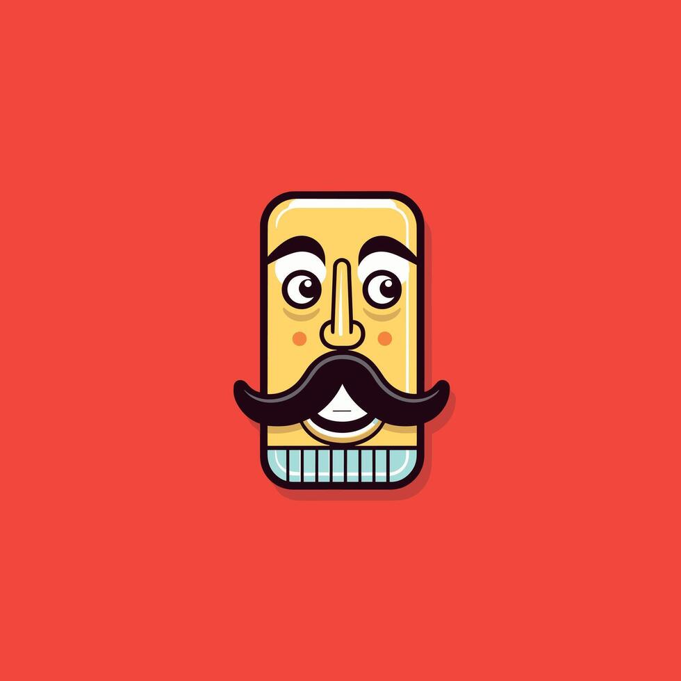 Cartoon character with mustache on vibrant background vector