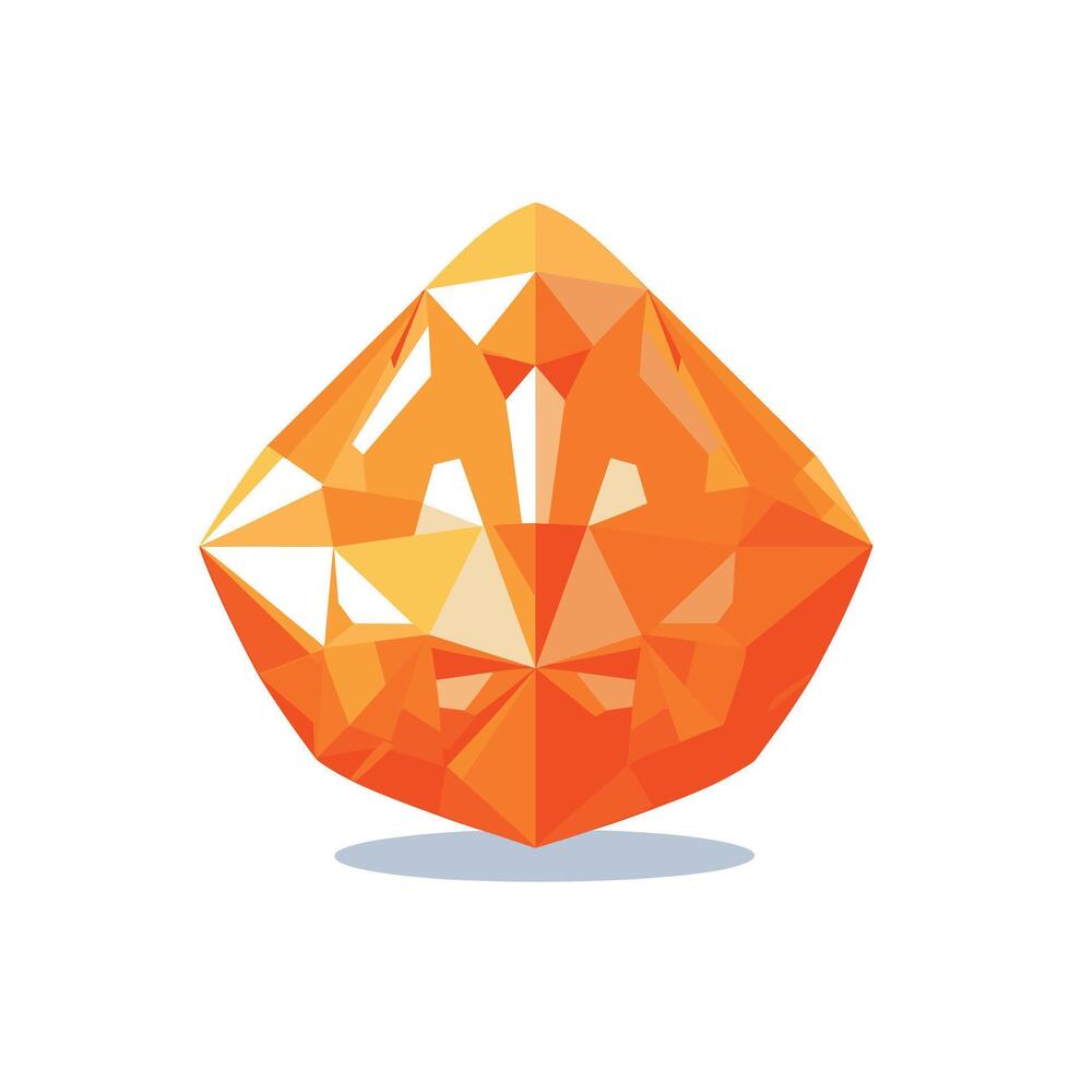 Geometric-faceted bright orange crystal vector