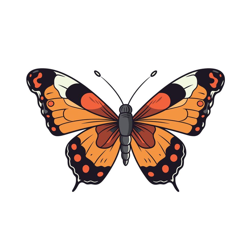 Colorful butterfly perched with outstretched wings vector