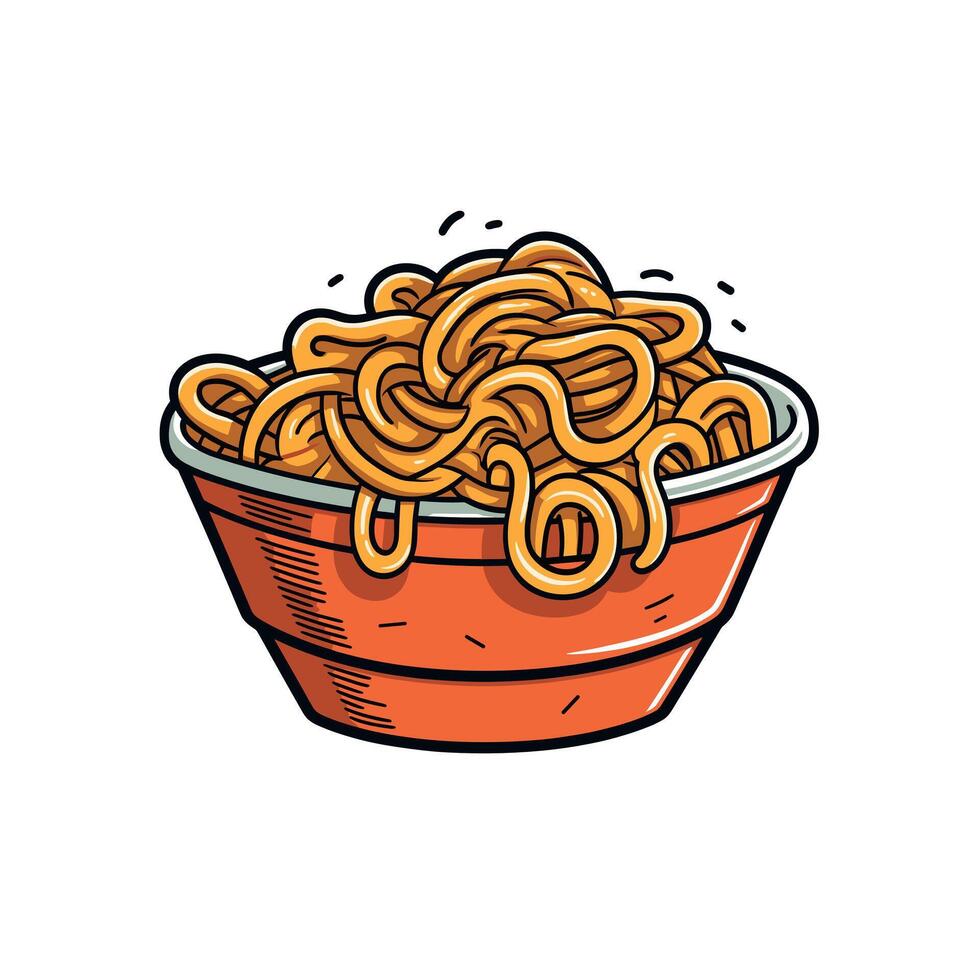 Tasty noodles in abowl vector