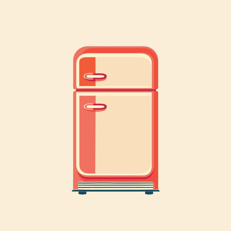 Retro refrigerator in bright red color with sleek design vector