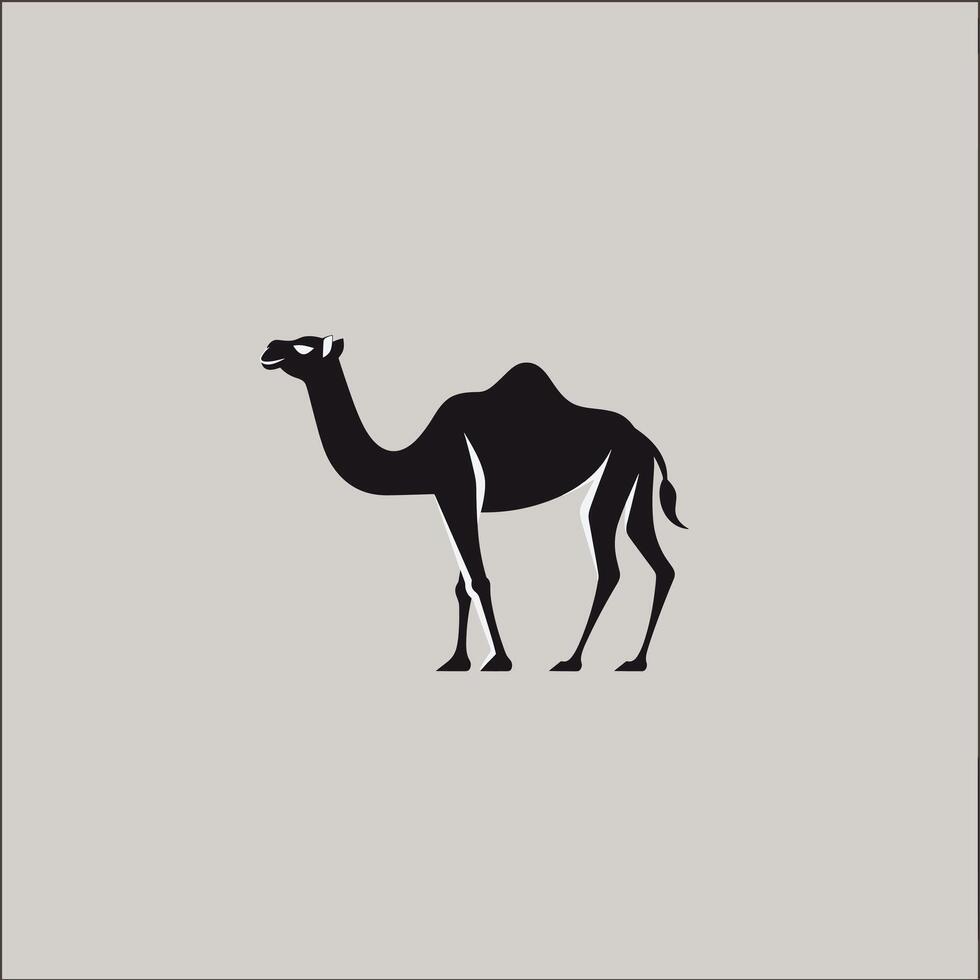 Camel walking silently in the desert landscape vector