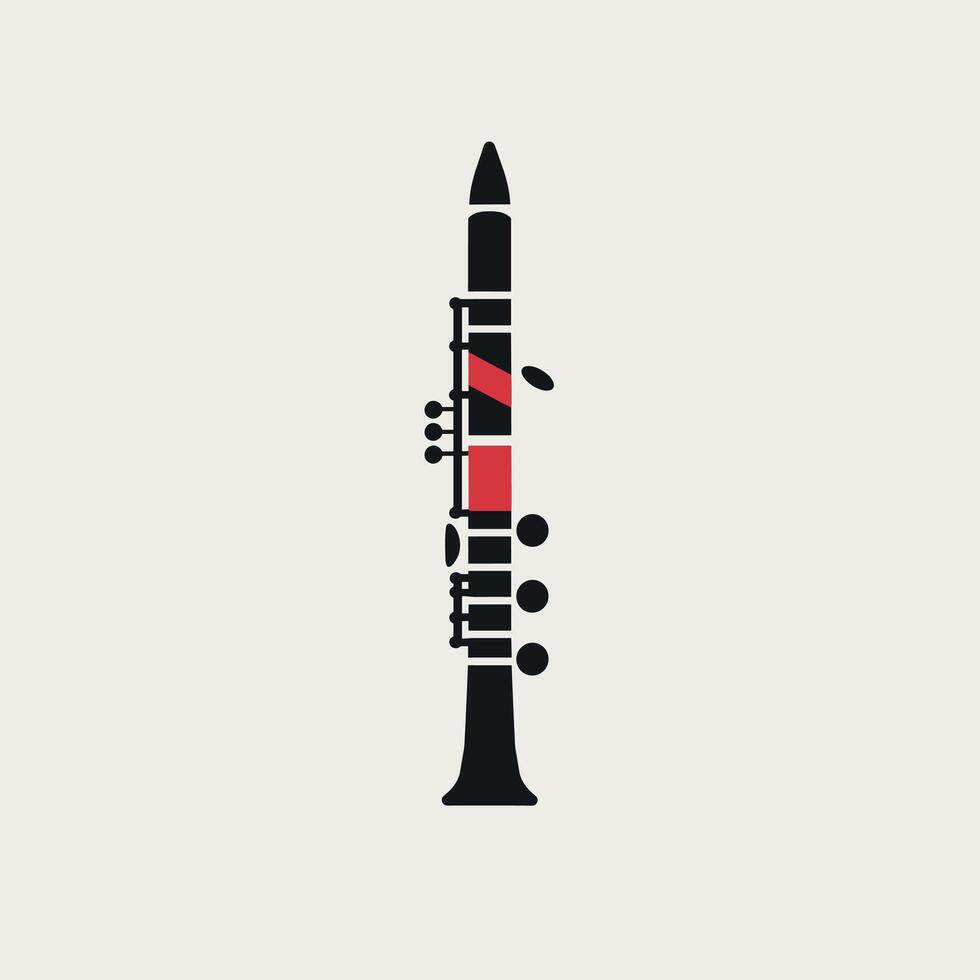 Colorful illustration of a clarinet on a neutral background vector