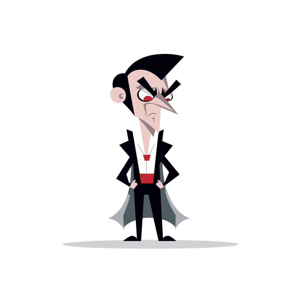 Confident cartoon vampire in a cape vector