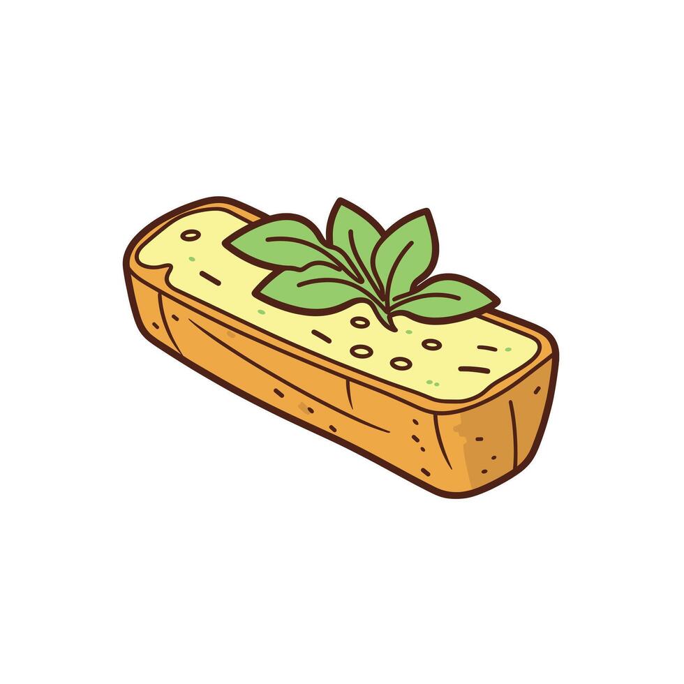 Herb cheese on toasted bread slice vector