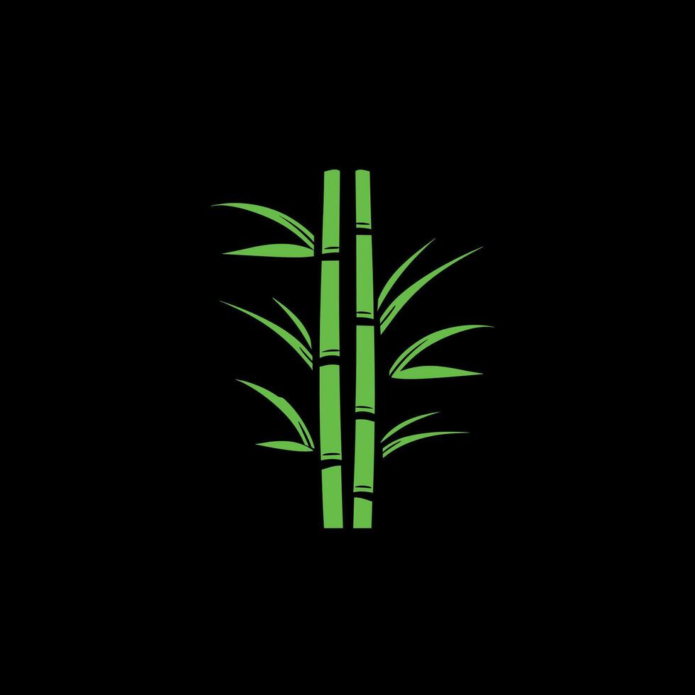 Green bamboo illustration on a black background vector