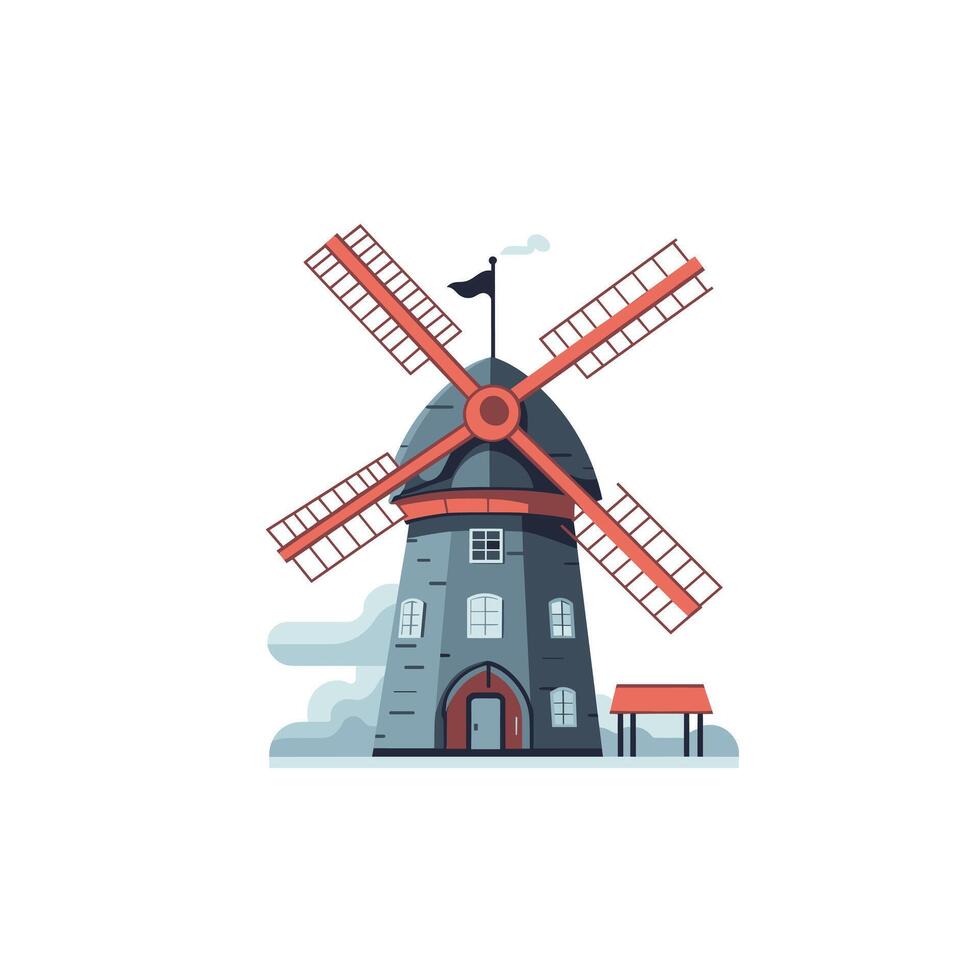 Windmill with sails in landscape vector