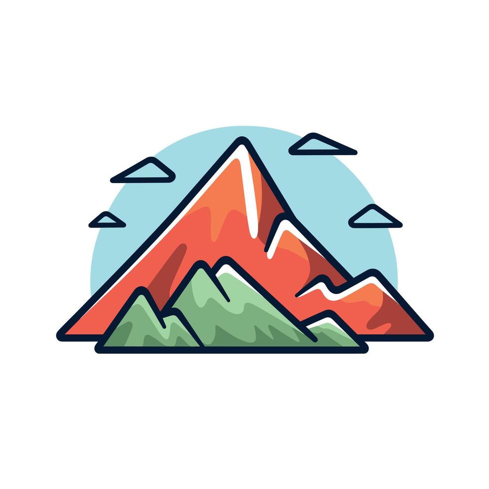 Colorful mountain range with clouds in background vector