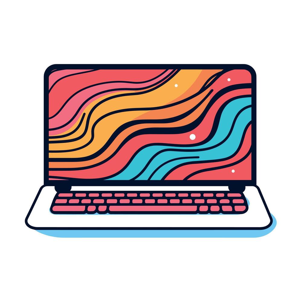 Colorful abstract waves on a laptop screen vector
