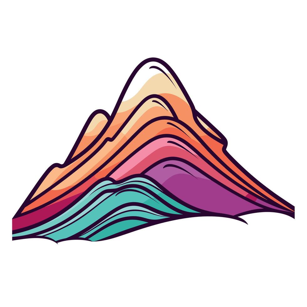 Colorful mountain landscape with vibrant waves vector
