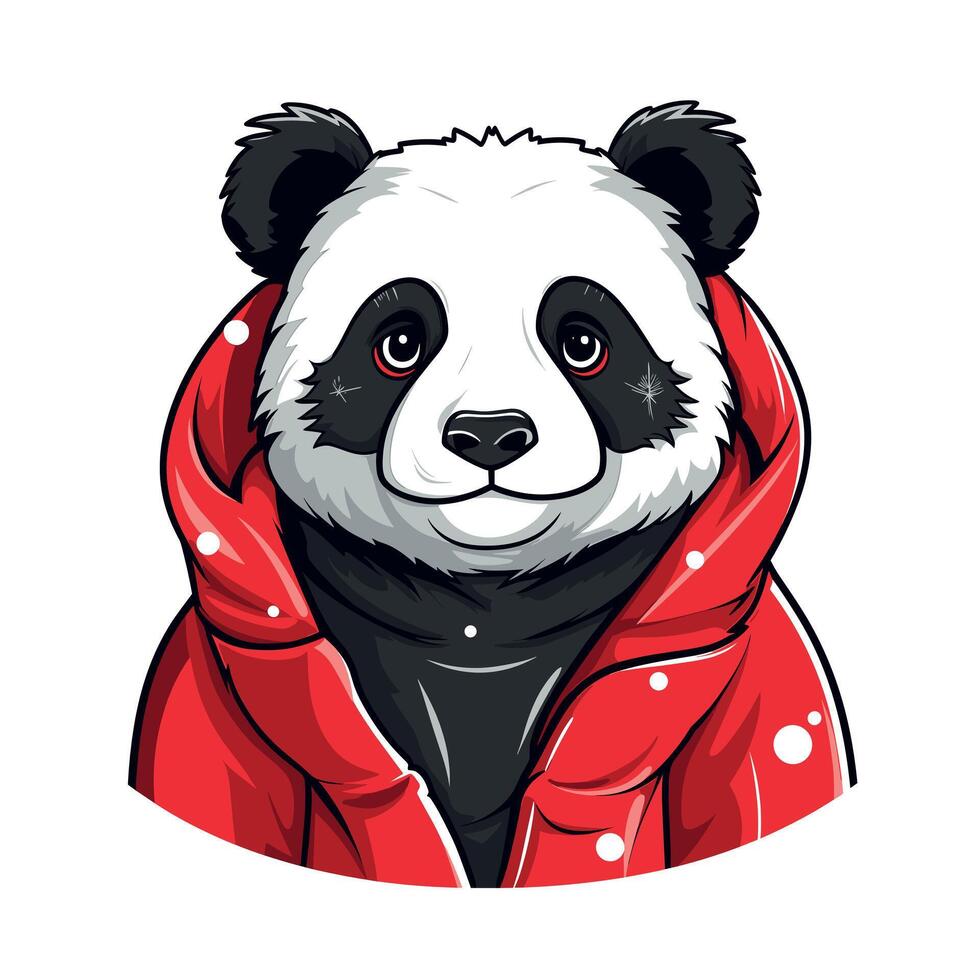 Cute panda wearing a red hoodie in a playful pose vector
